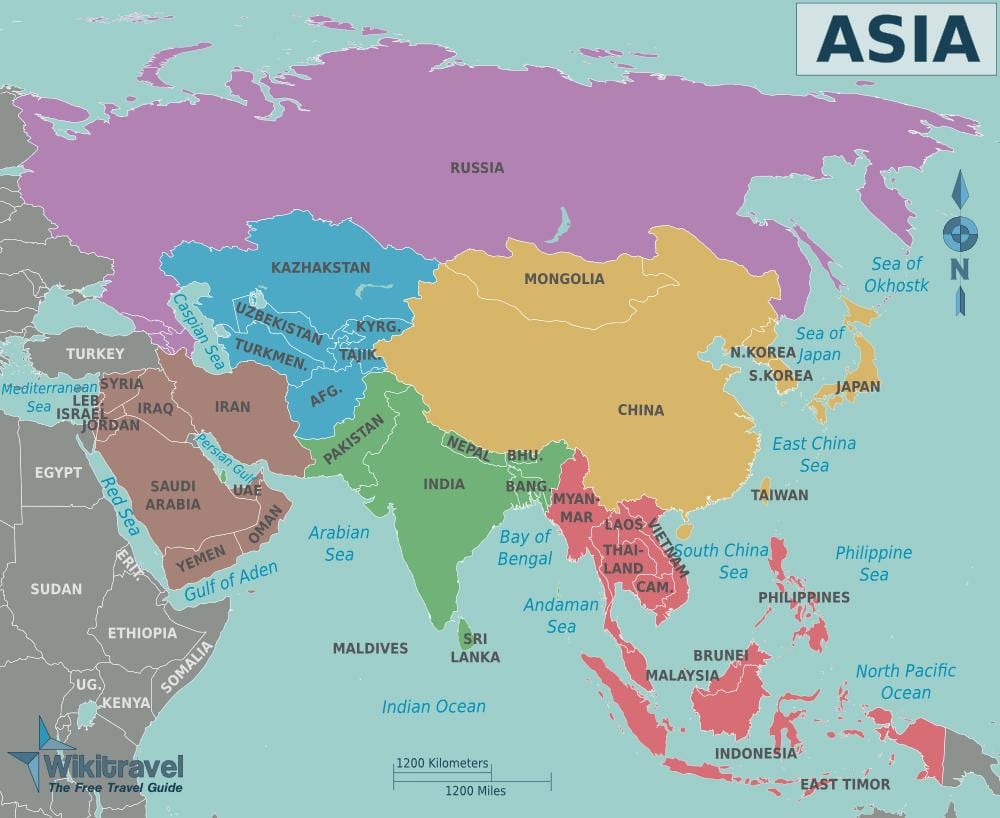 Mapa de Taiwán e os países veciños