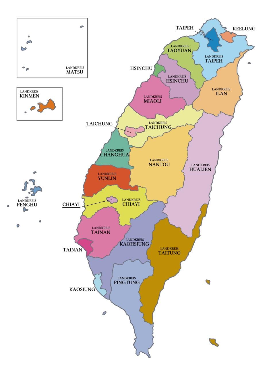 Mapa da provincia de Taiwán