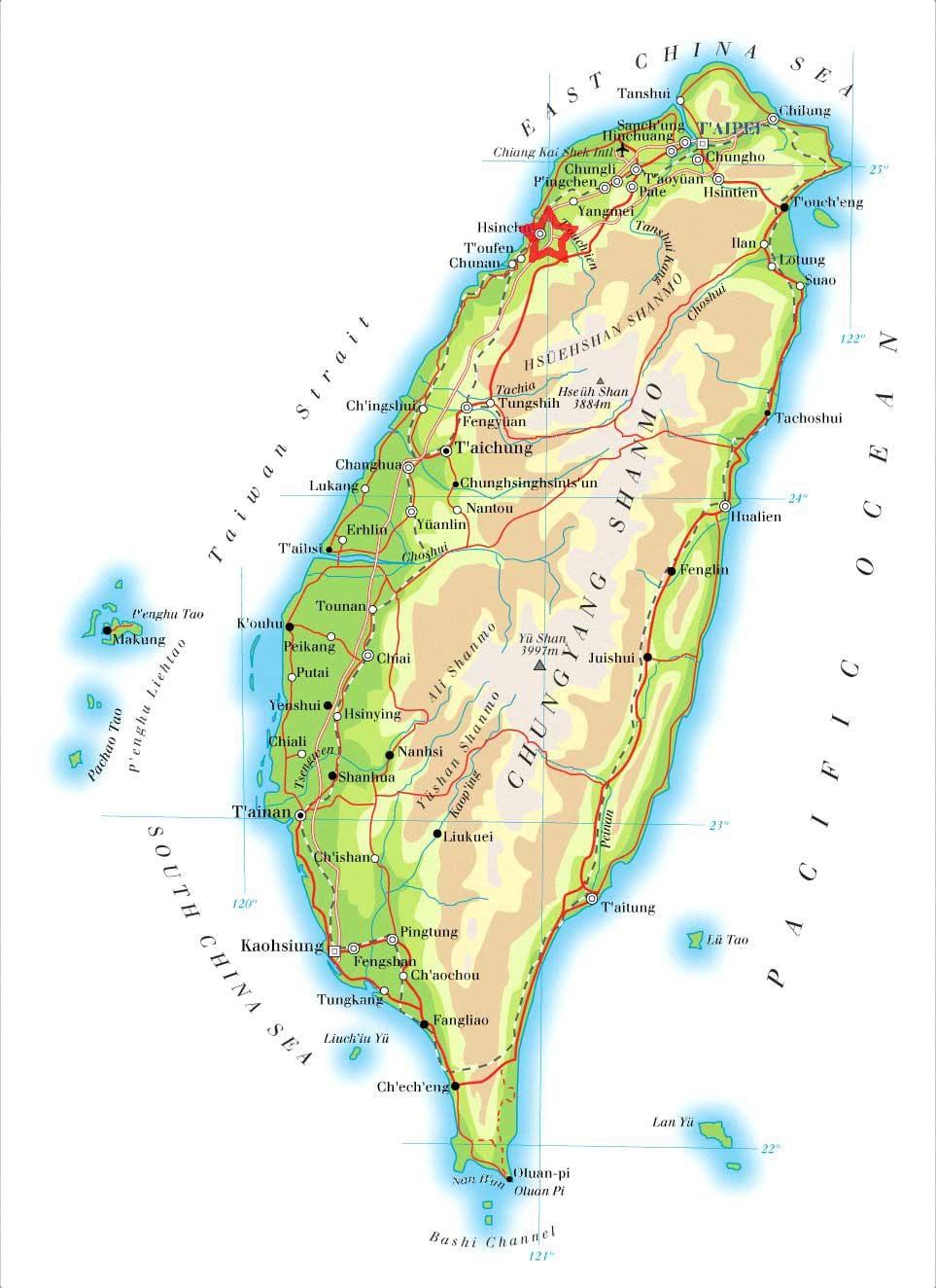 Mapa de Taiwán, hsinchu