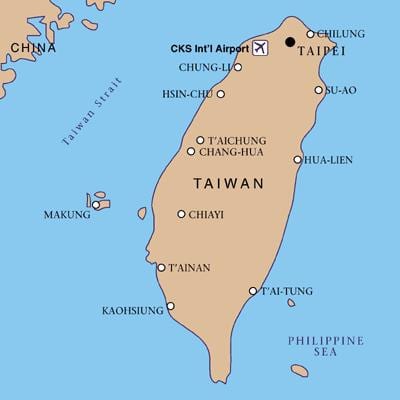 Taiwán aeroporto internacional mapa