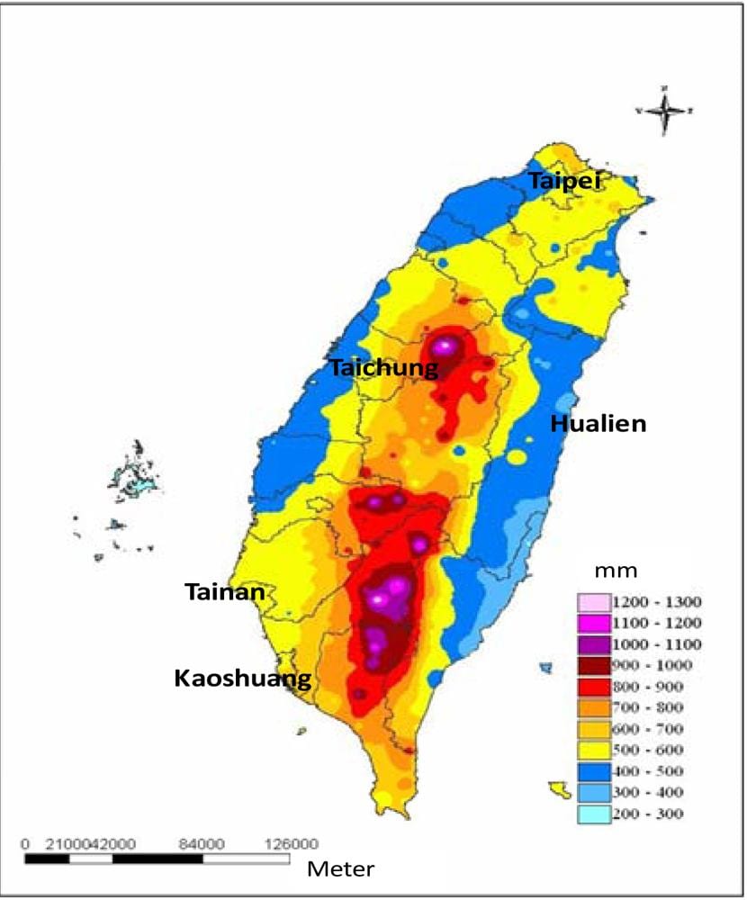 Mapa de Taiwán clima
