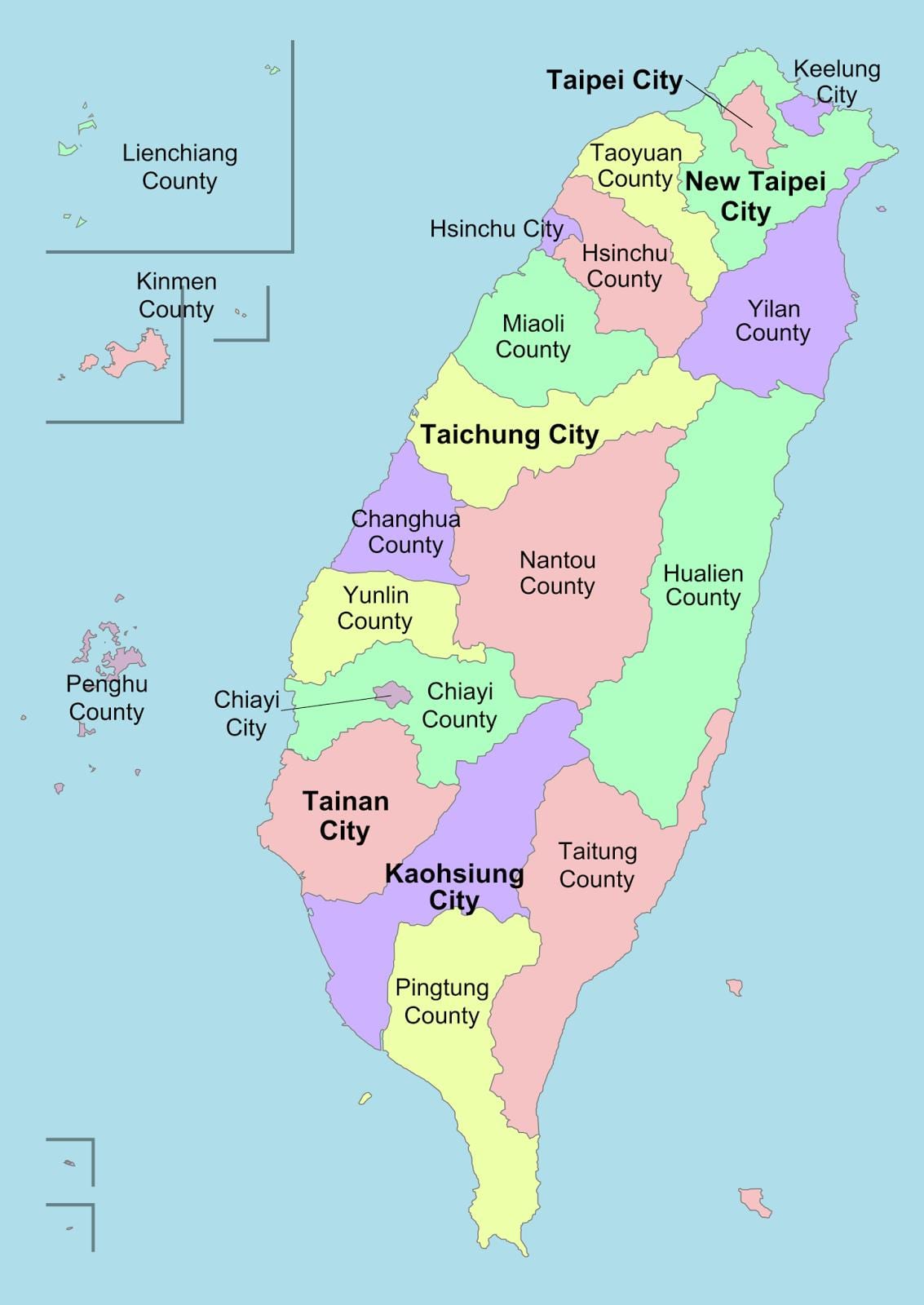 Mapa de Taiwán county