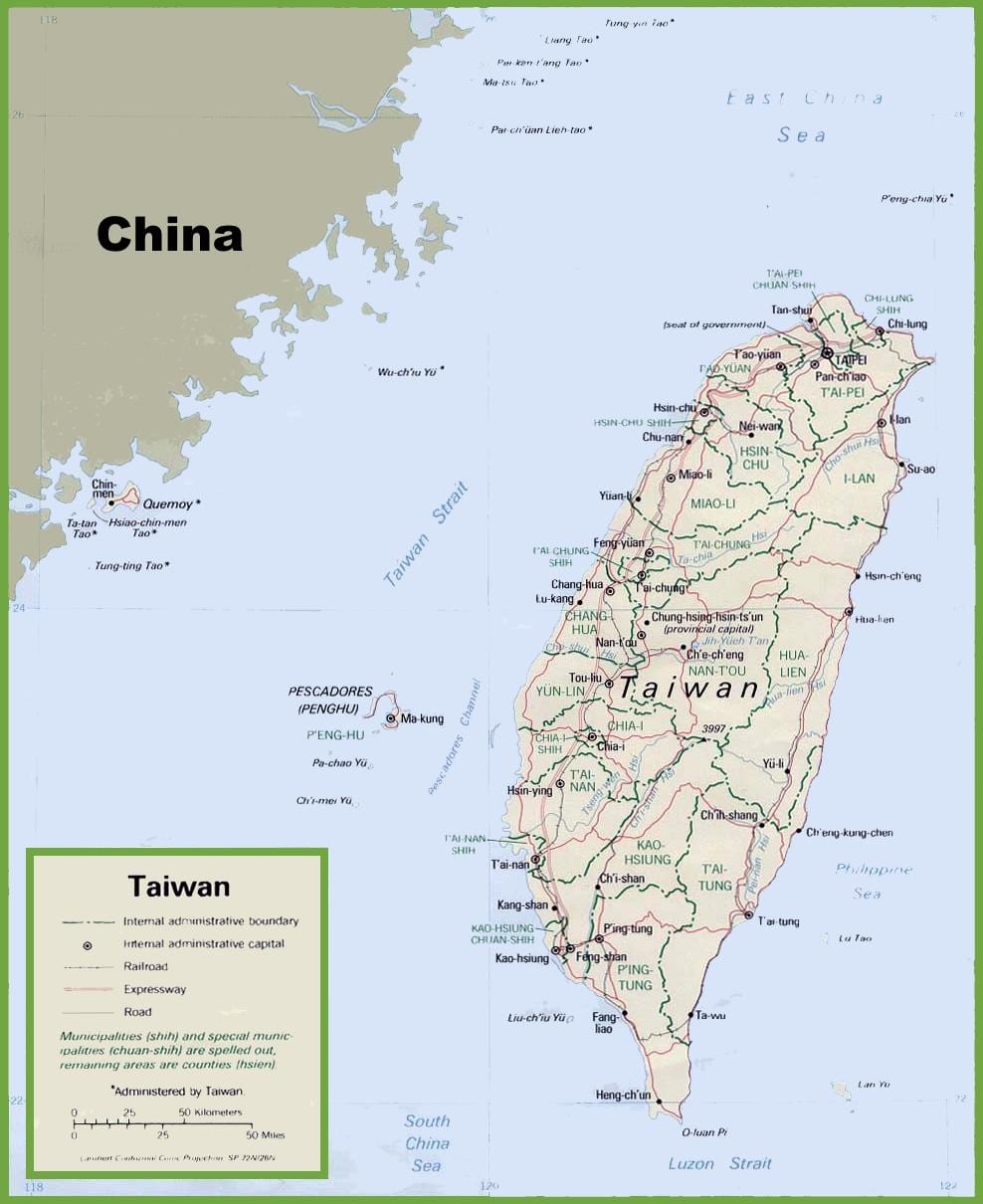 un mapa de Taiwán