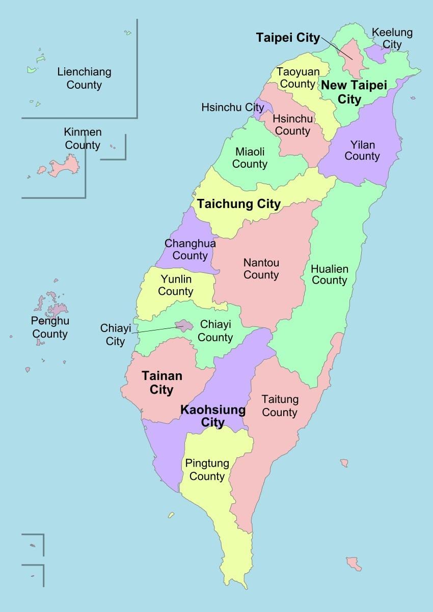 Mapa de Taiwán política