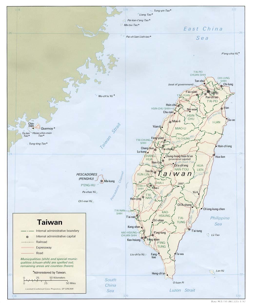 Taiwán transporte mapa
