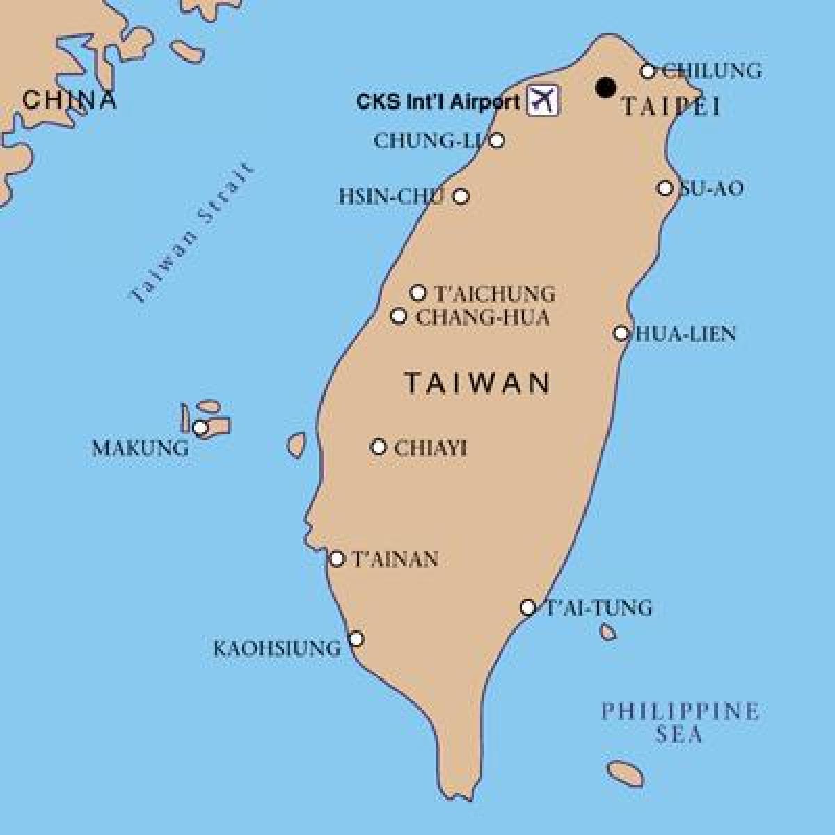 Taiwán aeroporto internacional mapa