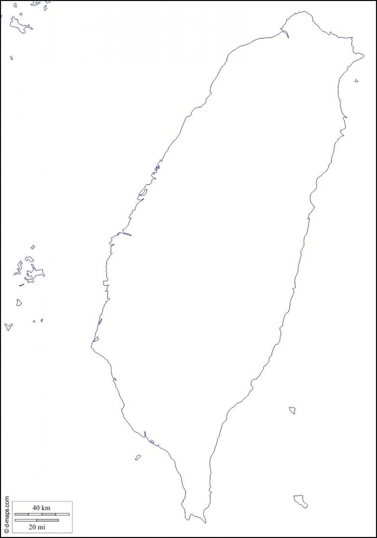 Mapa de Taiwán en branco