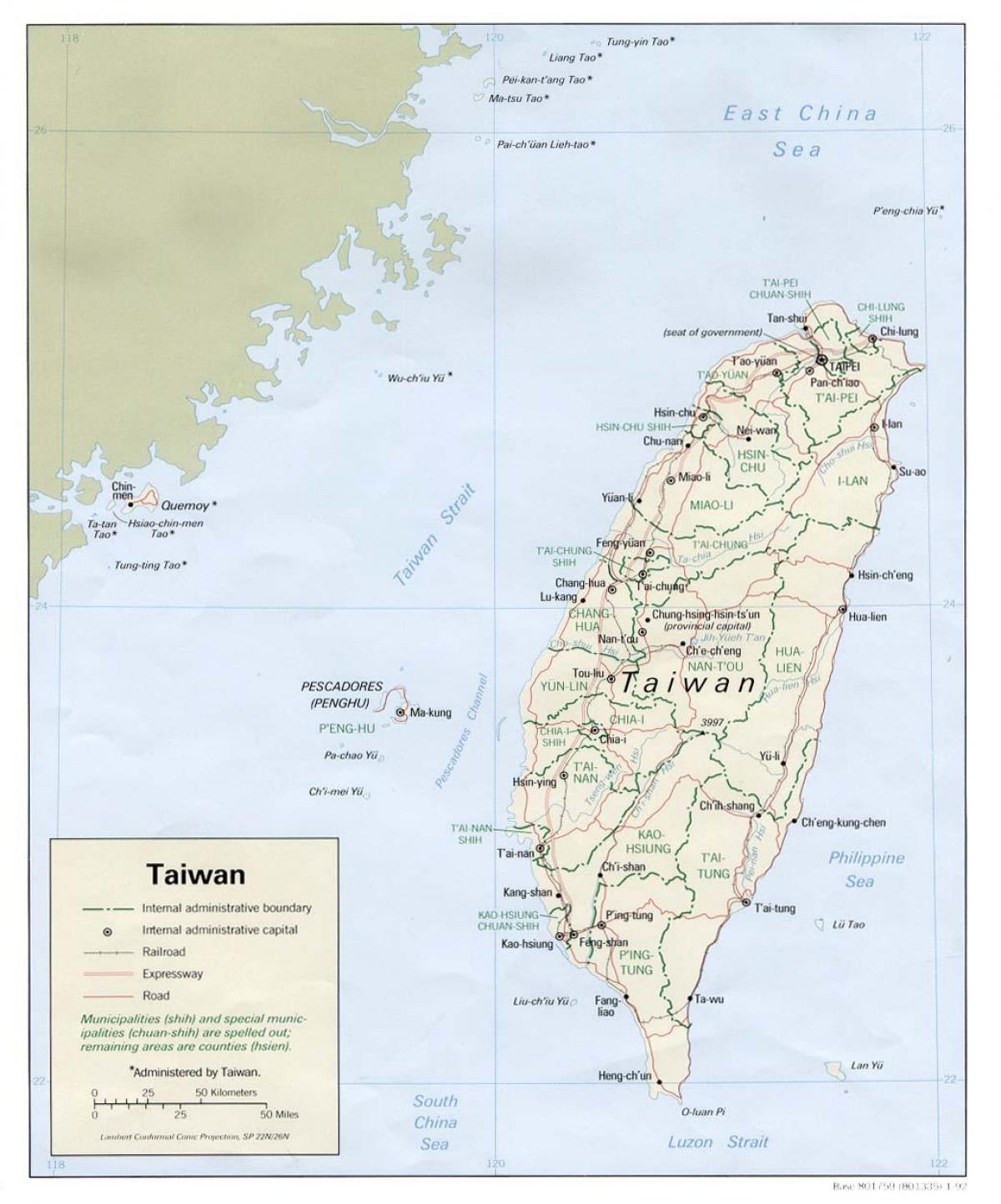 Taiwán xeografía mapa