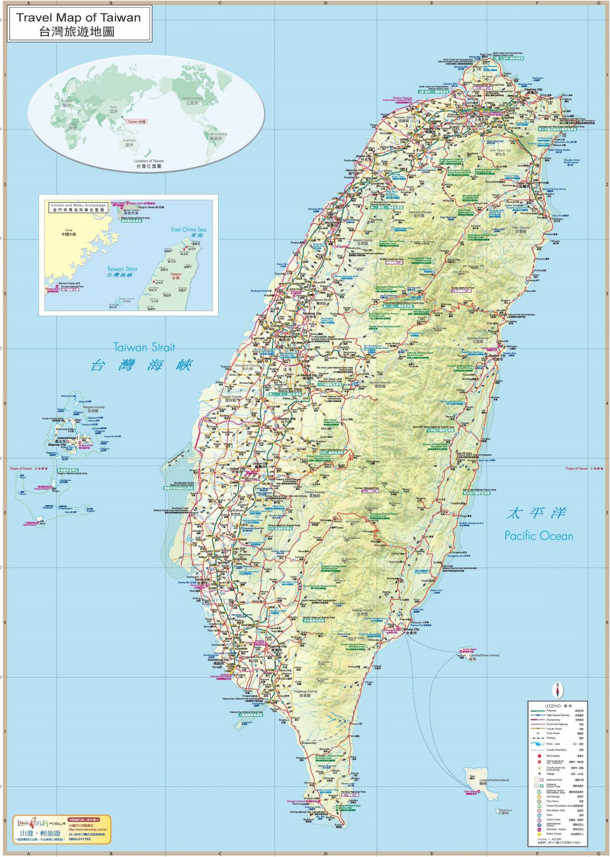 mapa de Taiwán atraccións turísticas
