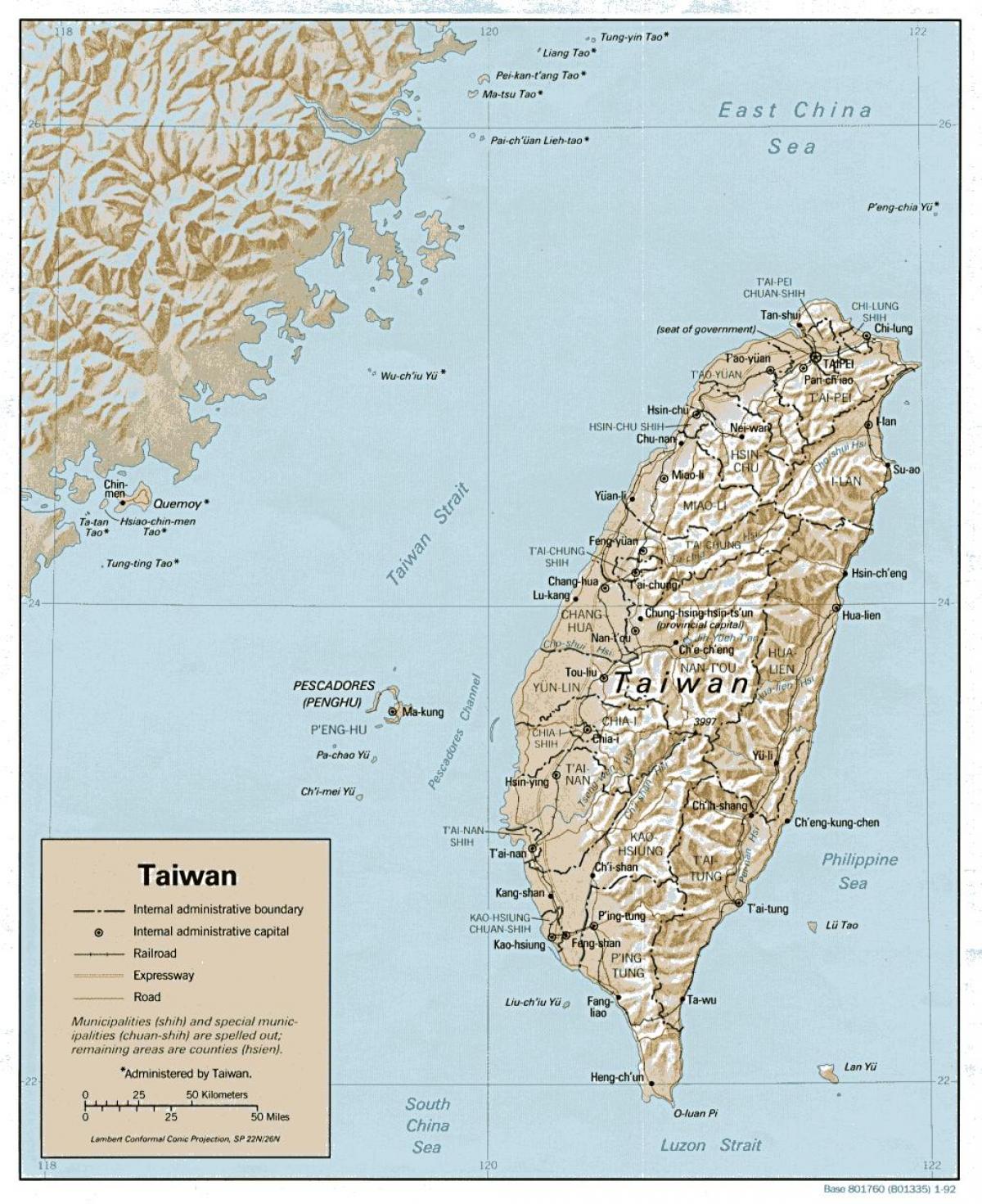 Mapa de Taiwán surf 