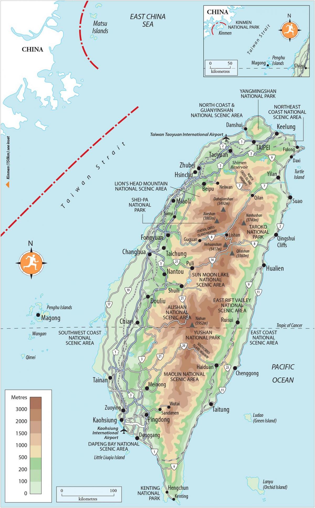 Mapa de Taiwán turismo