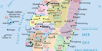 Mapa de Taiwán cidades