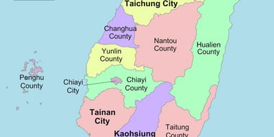 Mapa de Taiwán county 