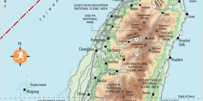 Mapa de Taiwán lugares de interese