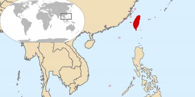 Mapa do mundo mostrando Taiwán
